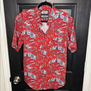 RSVLTS Star Wars X-mas holiday Red and Blue Patterned Button Down Shirt